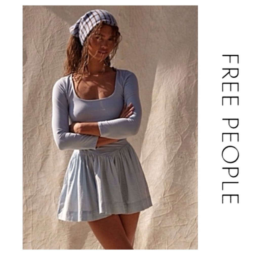 🚩NwTs-$80 FREE PEOPLE Onda Drop-Waist Dress M Flattering Fit POCKETS Ballad Blue